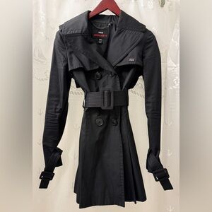 Vintage Miss Sixty Black Double-Breasted Trench Coat